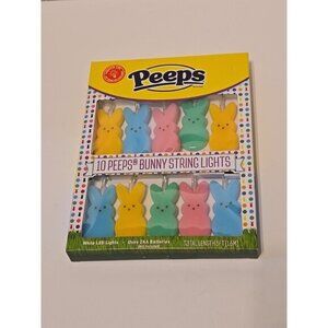 PEEPS Bunny String Lights 10 2" LED Multicolor Cute Easter Holiday Home Decor
